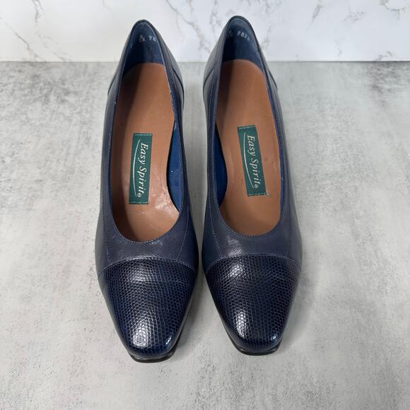 Easy Spirit Snake Print Pumps WMNS Blue US 8 Dress Heels Office Corporate Work - Picture 2 of 7